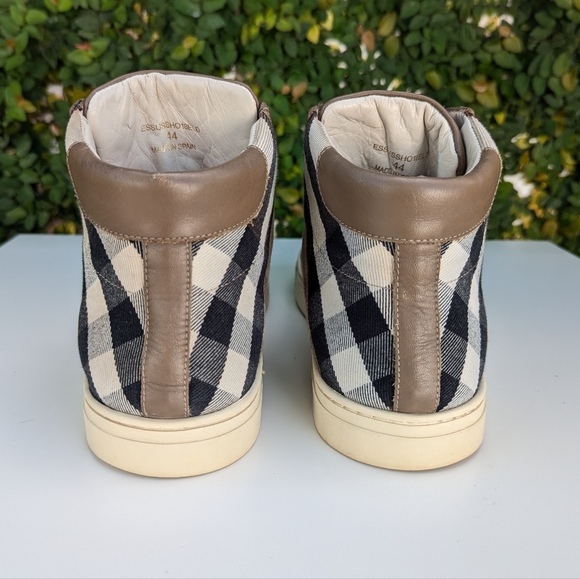 🤎 BURBERRY CANVAS LEATHER HIGH TOP MENS SNEAKERS - Picture 5 of 14